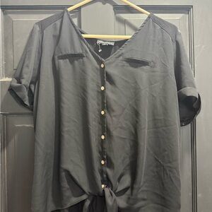 Chic Black Women's Blouse with Button Detail